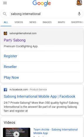 Search Sabong International and register on platform